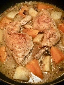 Poulet à effilocher, cuit à la poêle